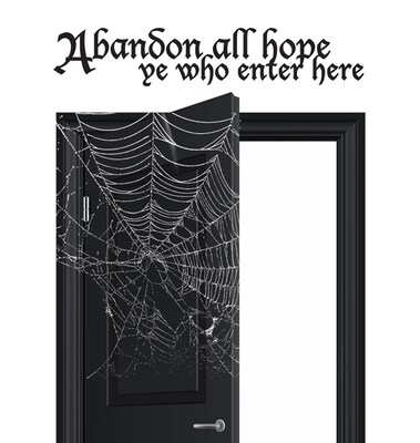 Halloween WALL DECAL, Spooky Decor, Abandon All Hope, Haunted House Sign, Gothic Decor - image1